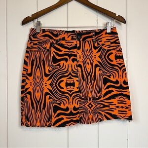 The People VS Orange and Black Abstract Zebra Print Skirt. Size 8.